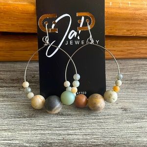 NEW lightweight Boho semi precious handcrafted silver earrings